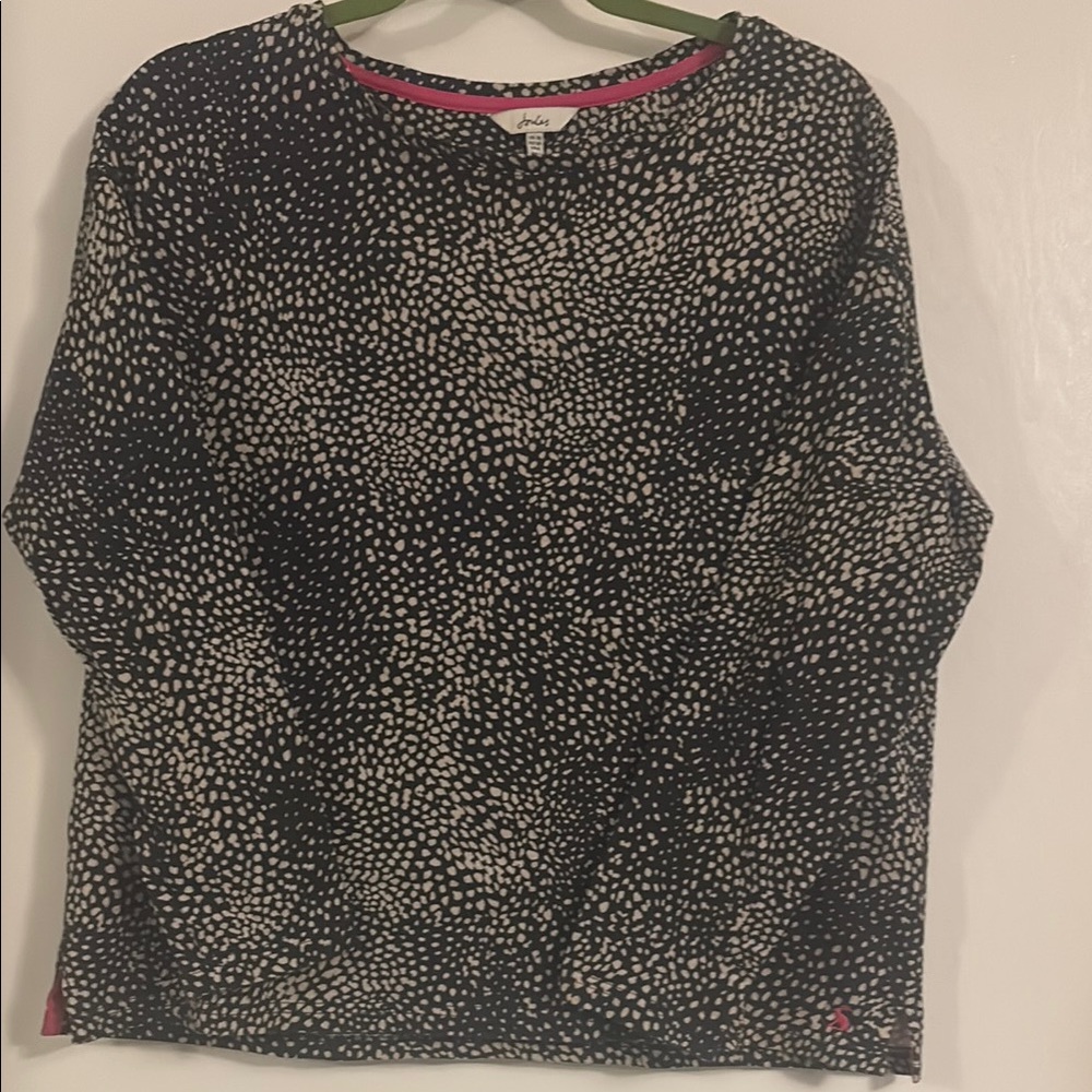 Joules Black and Tan Boxy 3/4 Sleeve Blouse